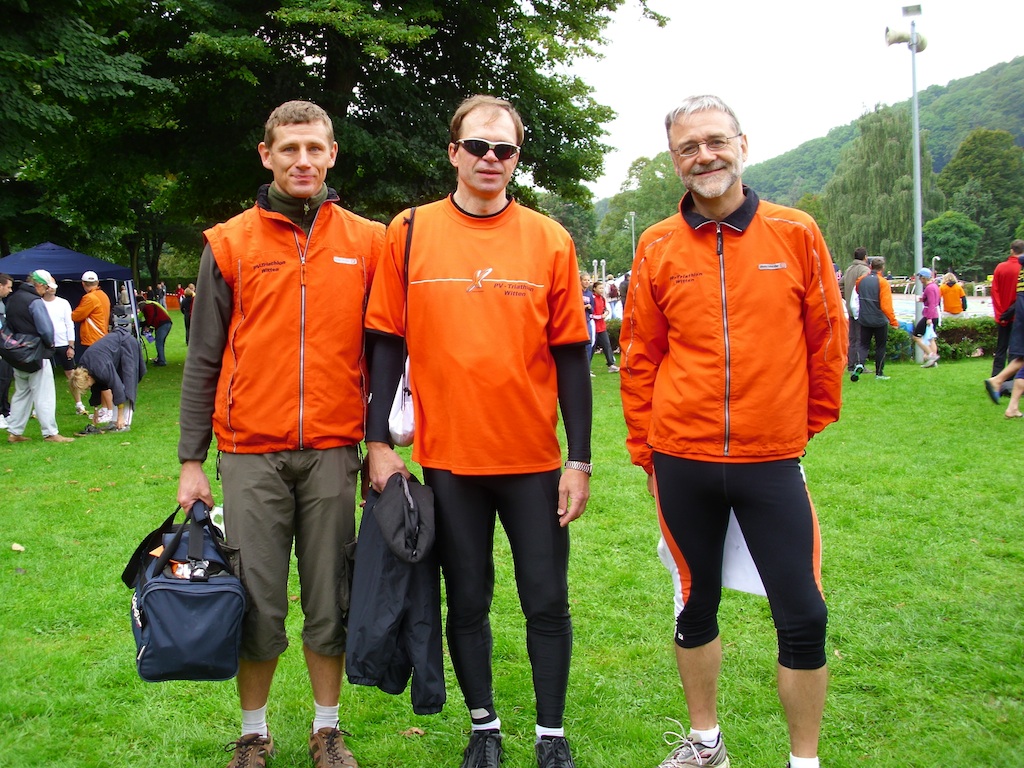 Das Staffeltrio des PV-Triathlon - Thorsten Lohmann, Christian Schaefer und Matthias Dix